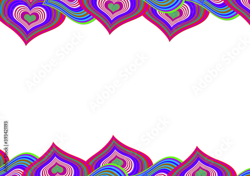 Beautifull frame background made of fun colorful heart shape pattern for decoration