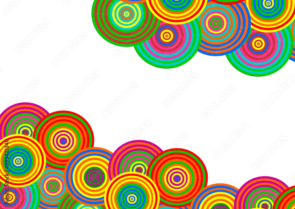 Beautifull frame background made of fun colorful circle shapepattern for decoration