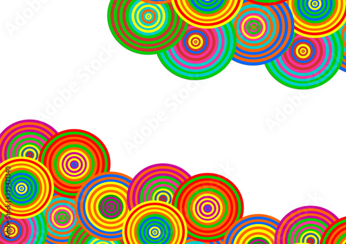 Beautifull frame background made of fun colorful circle shapepattern for decoration