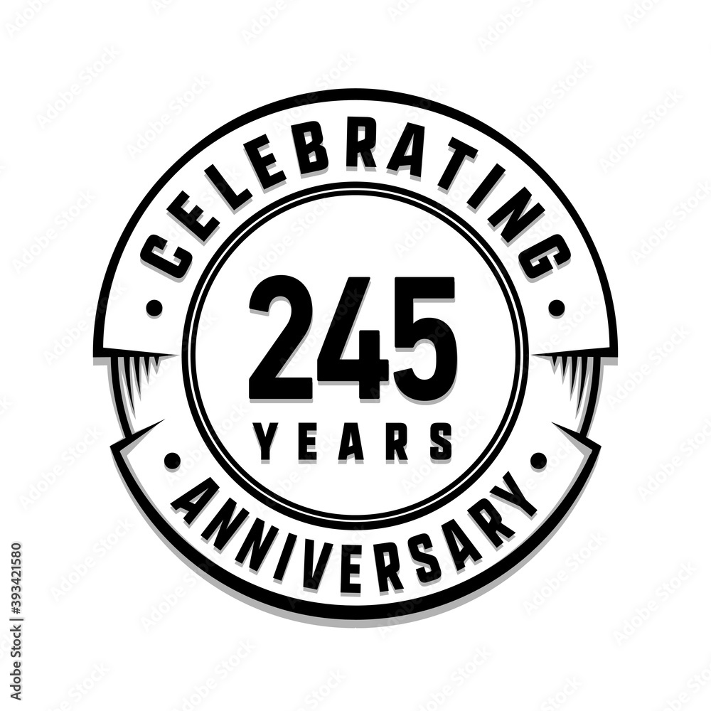 245 years anniversary logo template. Vector and illustration.