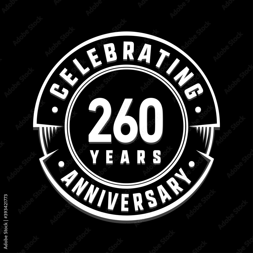 260 years anniversary logo template. Vector and illustration.
