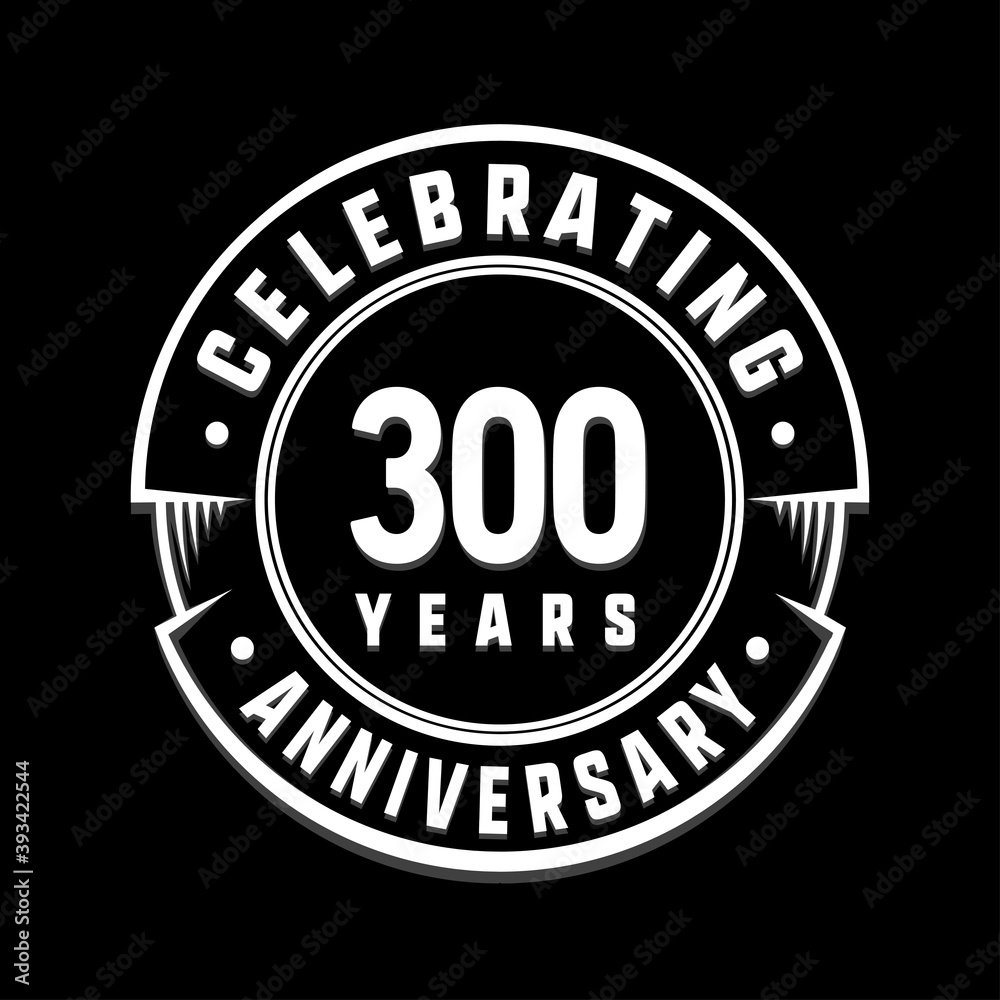 300 years anniversary logo template. Vector and illustration. 300 years anniversary logo template. Vector and illustration.