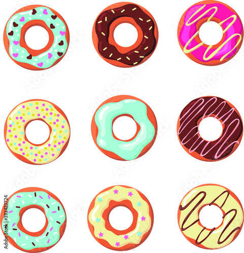 Colorful donuts set. set of donuts