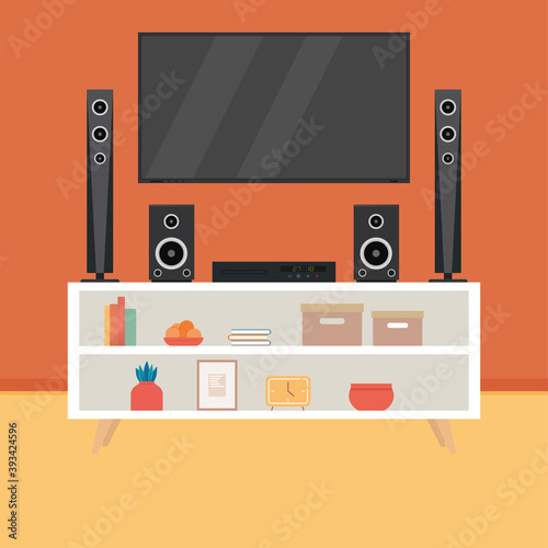 Home theater image. home entertainment - Vector illustration