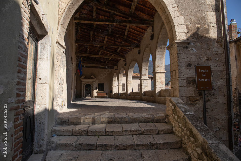 Small village of Sermoneta with castle in Italy near Rome