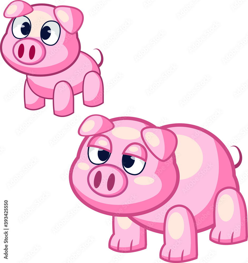 Naklejka premium pink pig cartoon