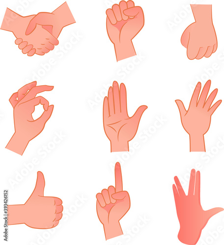 Hand gestures illustration set. hand gestures set