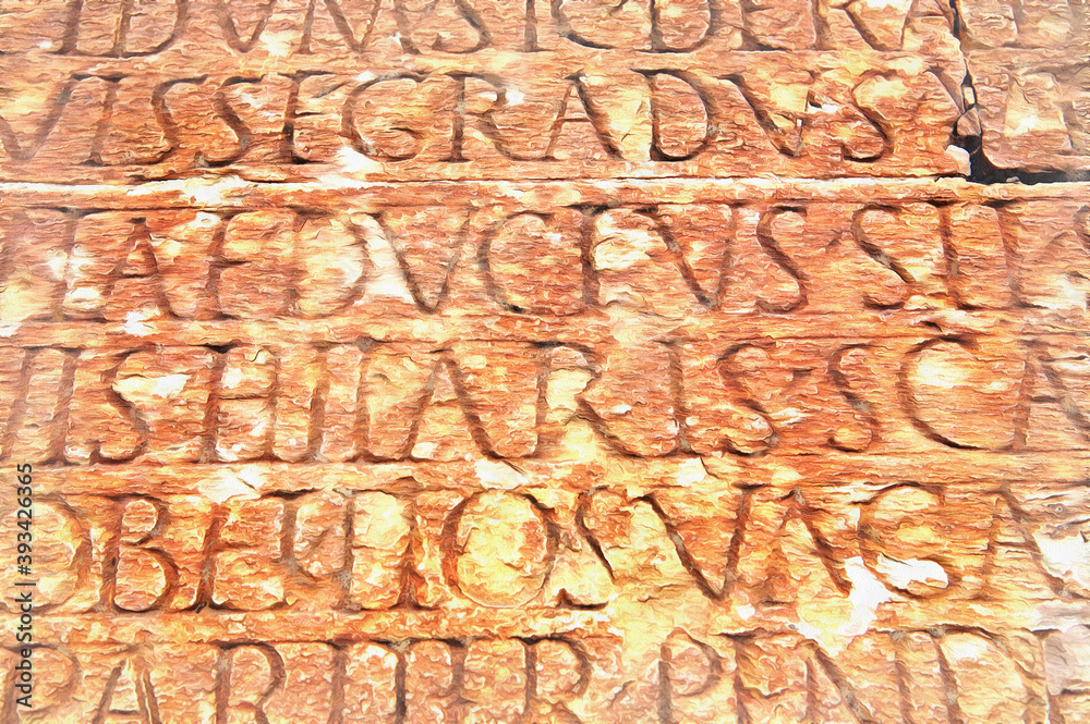 Part of wall of Roman mausoleum of Flavii, Latin inscription