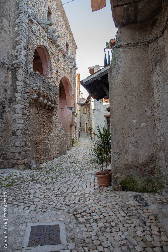 Small village of Sermoneta with castle in Italy near Rome