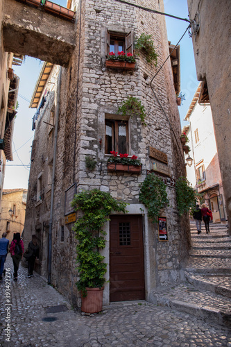Small village of Sermoneta with castle in Italy near Rome © gentilinimax