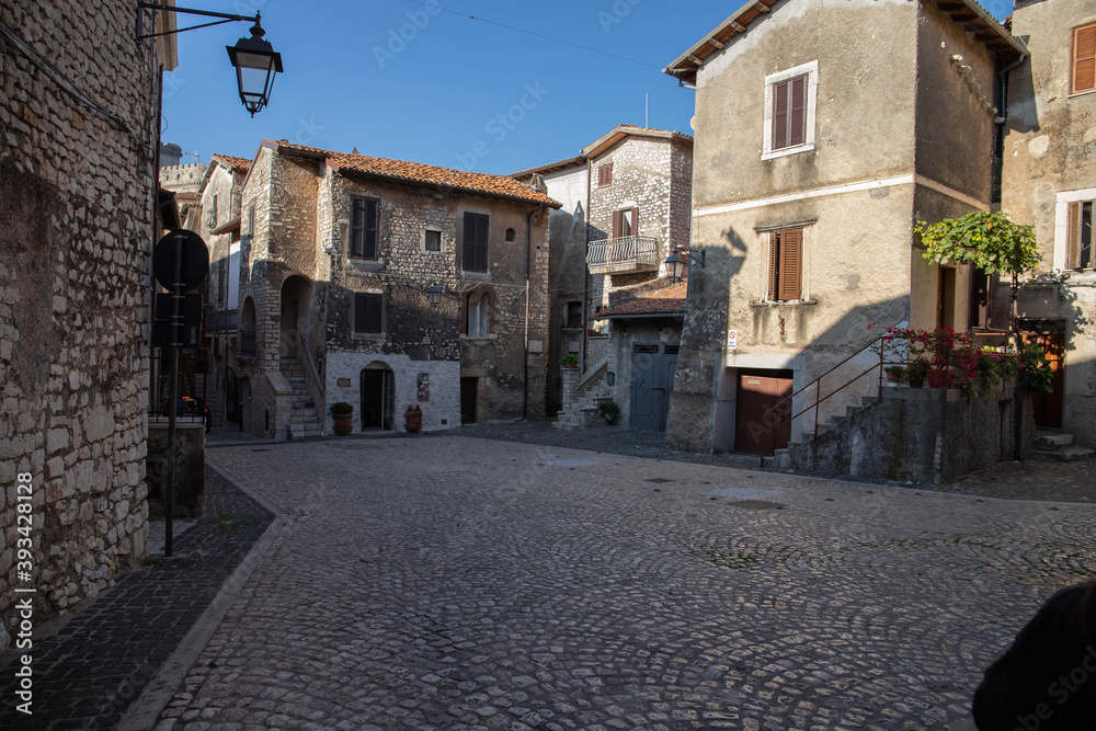 Small village of Sermoneta with castle in Italy near Rome
