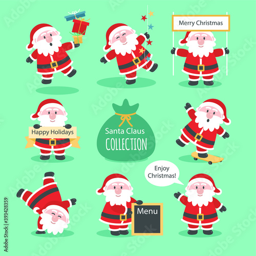 Santa claus collection. santa claus with christmas gifts