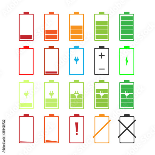 Battery icon set. Vector illustration.
