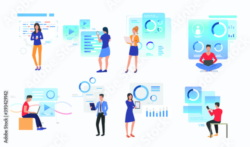 Set people using modern technologies.