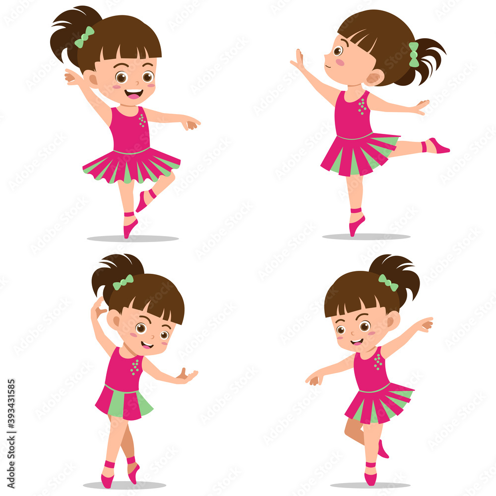 Set of Happy Kids Dancing Ballet Set of Happy Kids Dancing Ballet