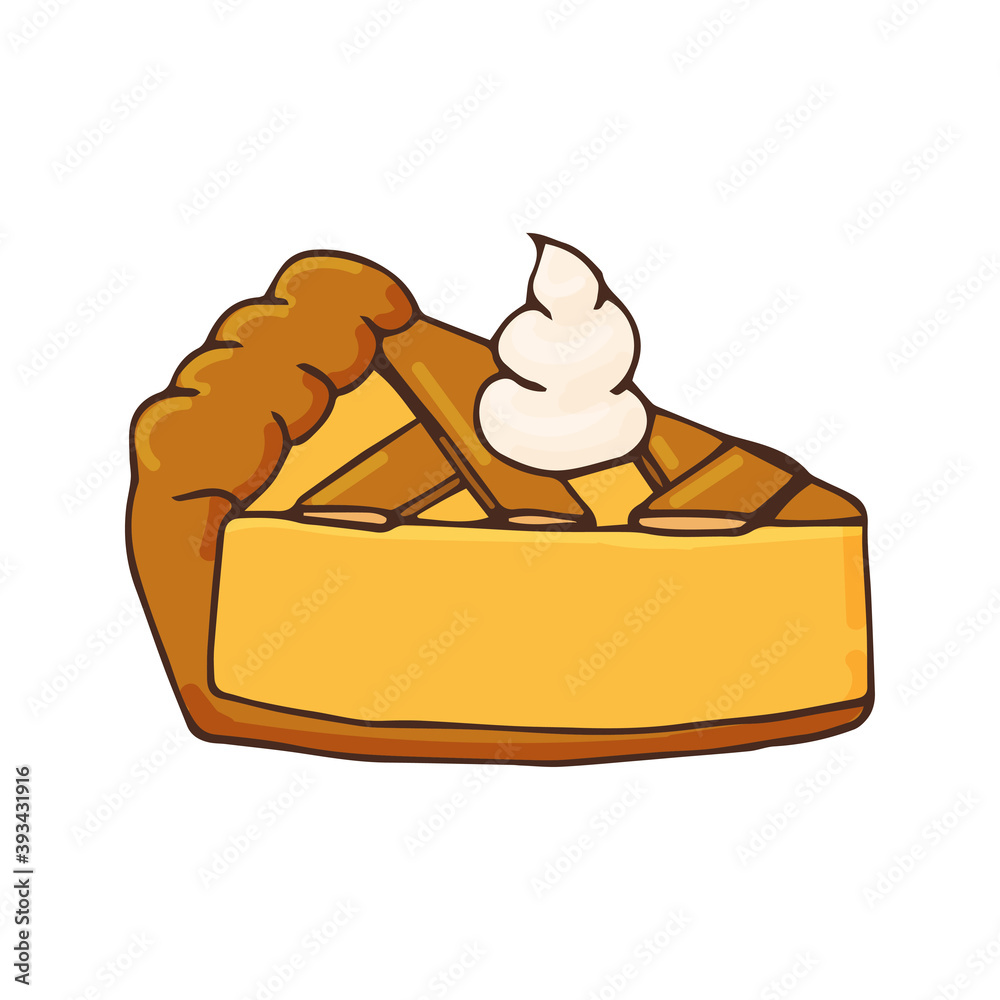 Vetor do Stock Piece of homemade pumpkin or sweet potato pie with