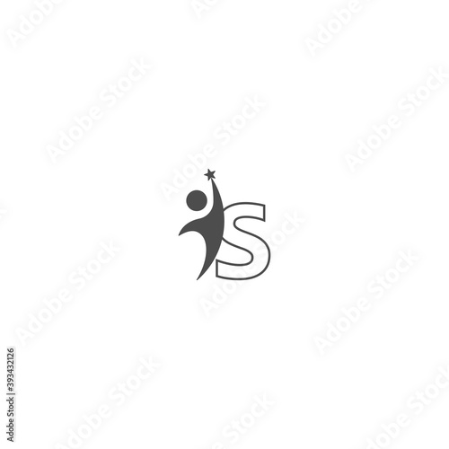 Letter S icon logo with abstrac sucsess man in front, alphabet logo icon creative design