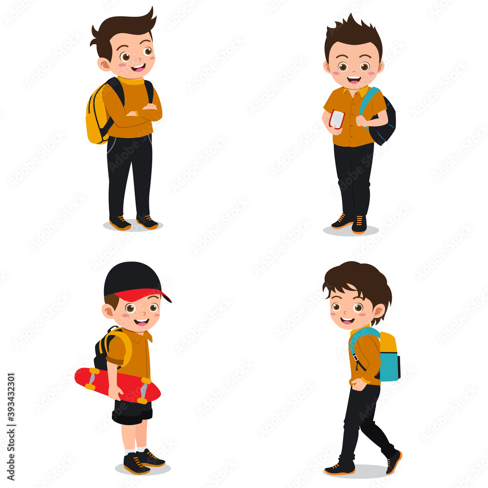 Set of Happy Kids Back to School Set of Happy Kids Back to School