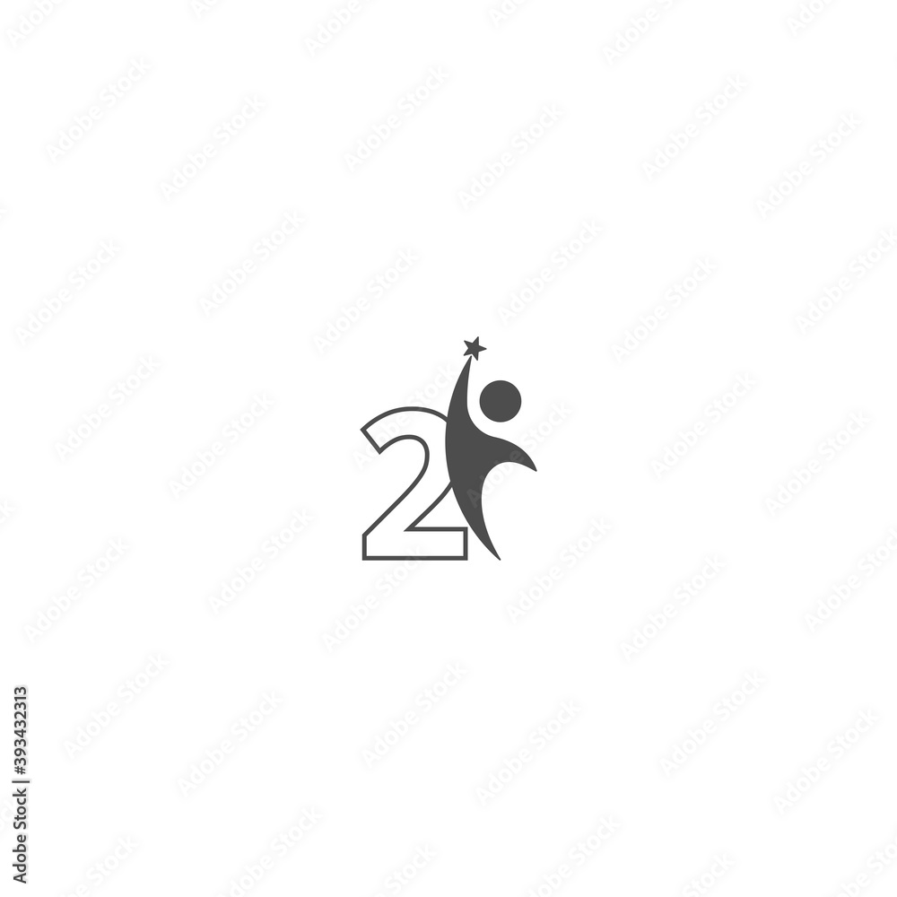 Number 2 icon logo with abstrac sucsess man in front, alphabet logo ...
