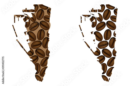 Gibraltar -  map of coffee bean, Rock of Gibraltar map made of coffee beans, photo
