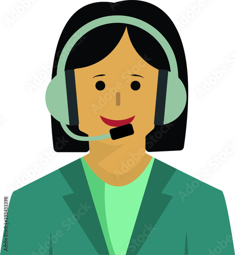 call center customer service representative, female employee vector image