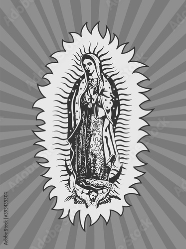 Virgin of Guadalupe, Mexican Virgen de Guadalupe vector composition.