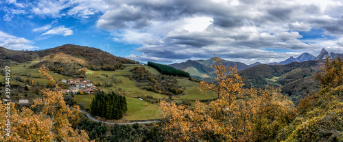 panorama landscape of the Picos de Europa in Asturias in late autumn