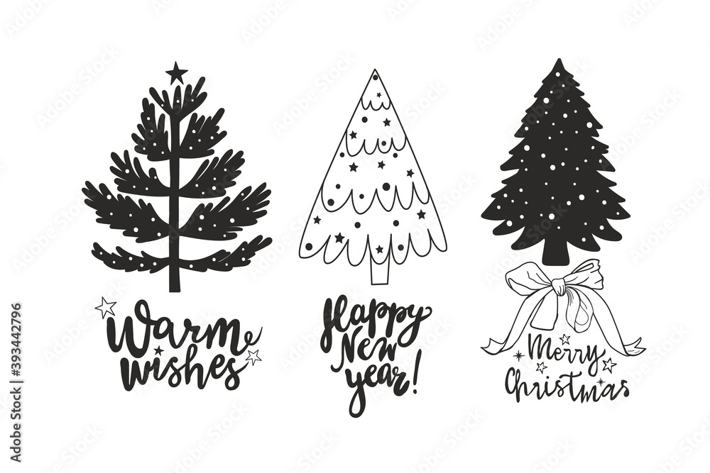 Fototapeta premium Calligraphy lettering Christmas tree vector.