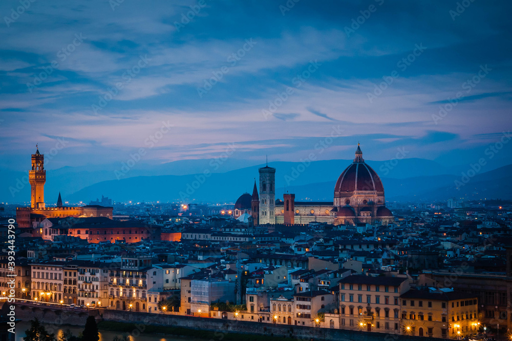 Evening view over Florence in Tuscany, Italy