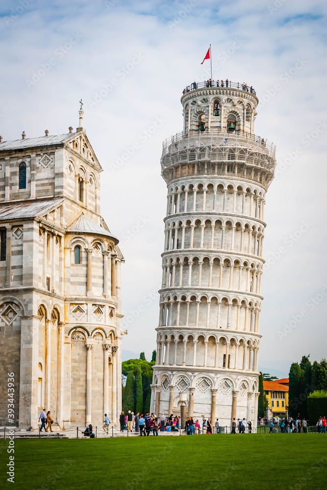 Piazza dei miracoli in Pisa with the leaning tower, Tuscany, Italy