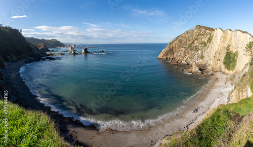 view of the Playa de Silencio beach in Asturias on the north coast of. Spain