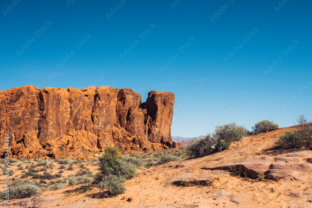 Rock formations against clear blue sky at Valley of Fire State Park, Nevada, USA Rock formations against clear blue sky at Valley of Fire State Park, Nevada, USA