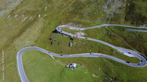 Grossglockner high Alpine road in Austria. Amazing scenery. Aerial view.