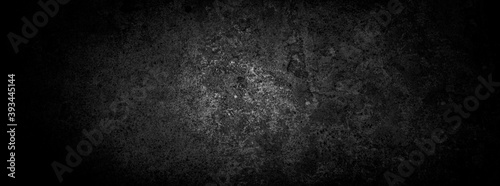 Old wall texture cement dark black gray panorama background abstract grey color design are light with white gradient background.