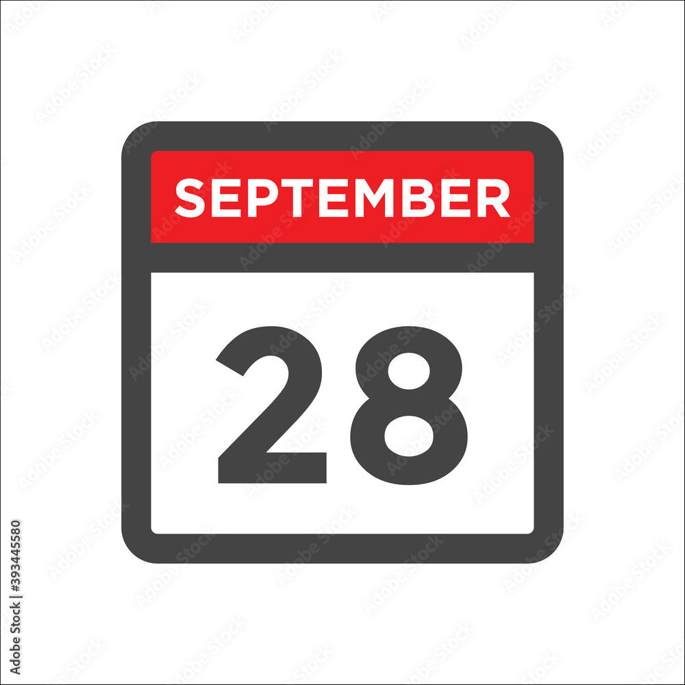 September 28 calendar icon with day and month September 28 calendar icon with day and month