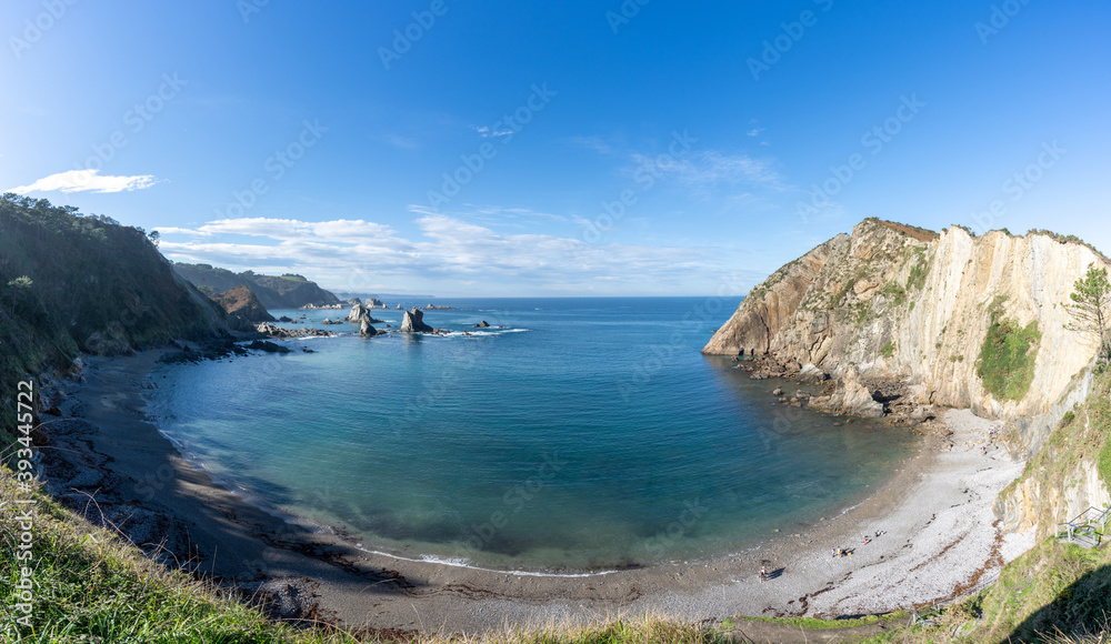 view of the Playa de Silencio beach in Asturias on the north coast of. Spain
