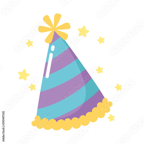 happy birthday striped party hat celebration cartoon
