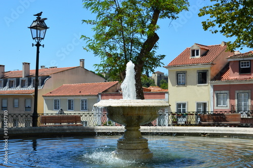 Fountain in the city square (Lisbon, Portugal)
