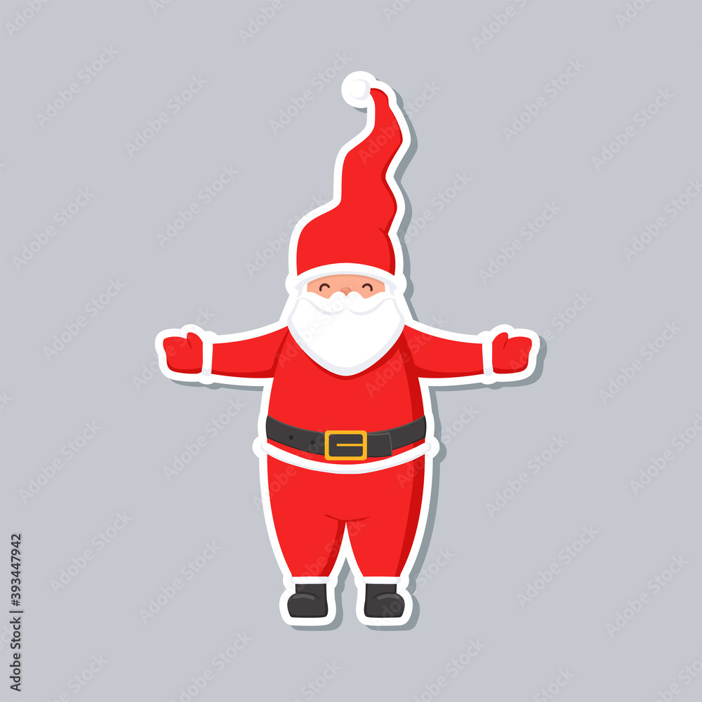Cartoon Santa Claus sticker. Cute Christmas character. Cartoon Santa Claus sticker. Cute Christmas character.