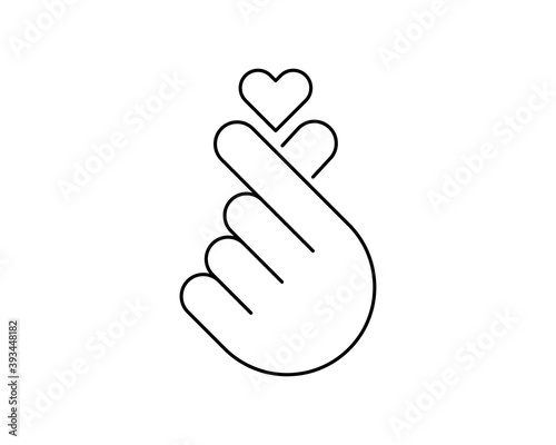 Vector illustration. Korean symbol hand heart, a message of love hand gesture. Sign icon stylized for the web and print. The hand folded into a heart symbol.