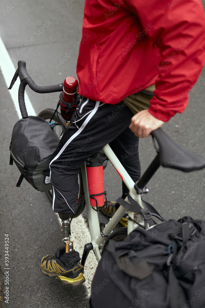 Disabled Traveller With Bicycle Disabled Traveller With Bicycle