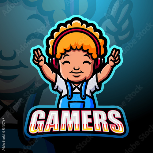 Gamer boy mascot esport logo design