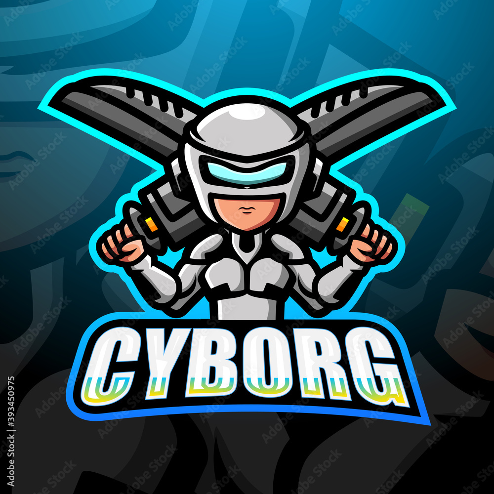 Cyborg mascot esport logo design Cyborg mascot esport logo design