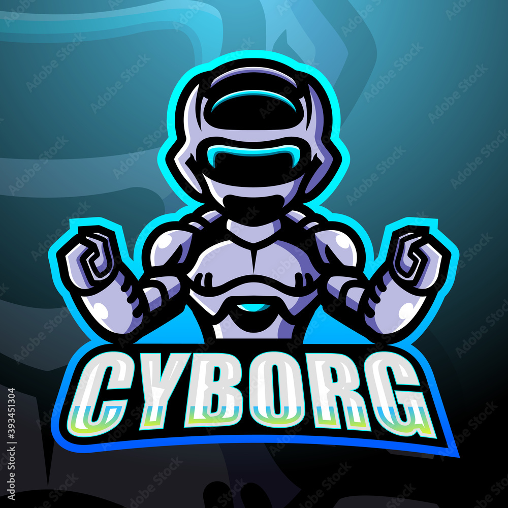 Cyborg mascot esport logo design