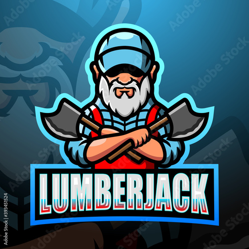 Lumberjack mascot esport logo design