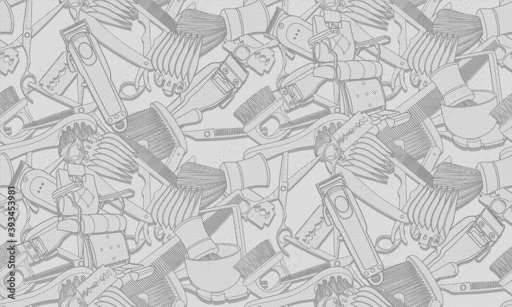 Fototapeta premium Seamless barber tools pattern illustration