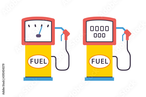 Petrol fuel pump flat vector icons isolated