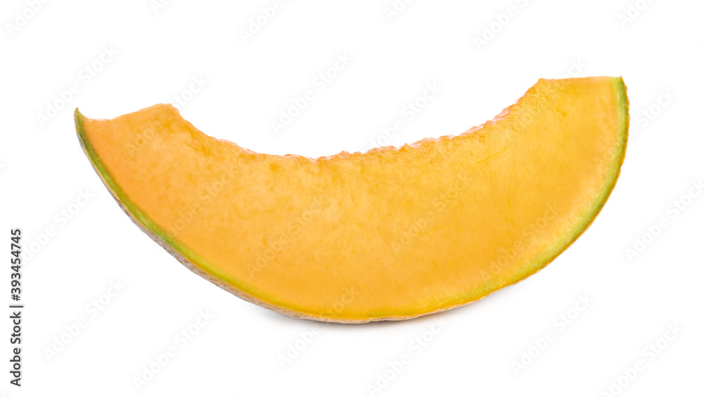 Slice of tasty fresh melon isolated on white Slice of tasty fresh melon isolated on white