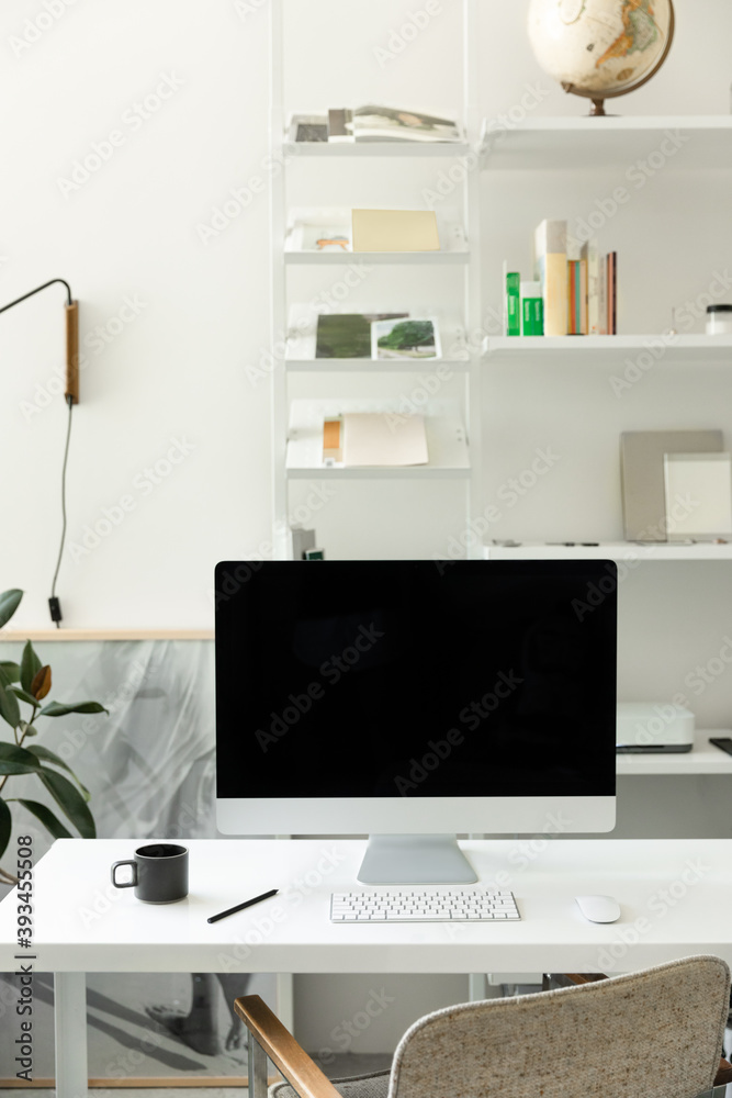 minimal home office with imac in bright organized studio minimal home office with imac in bright organized studio