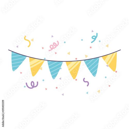 happy birthday pennants decoration confetti celebration party cartoon